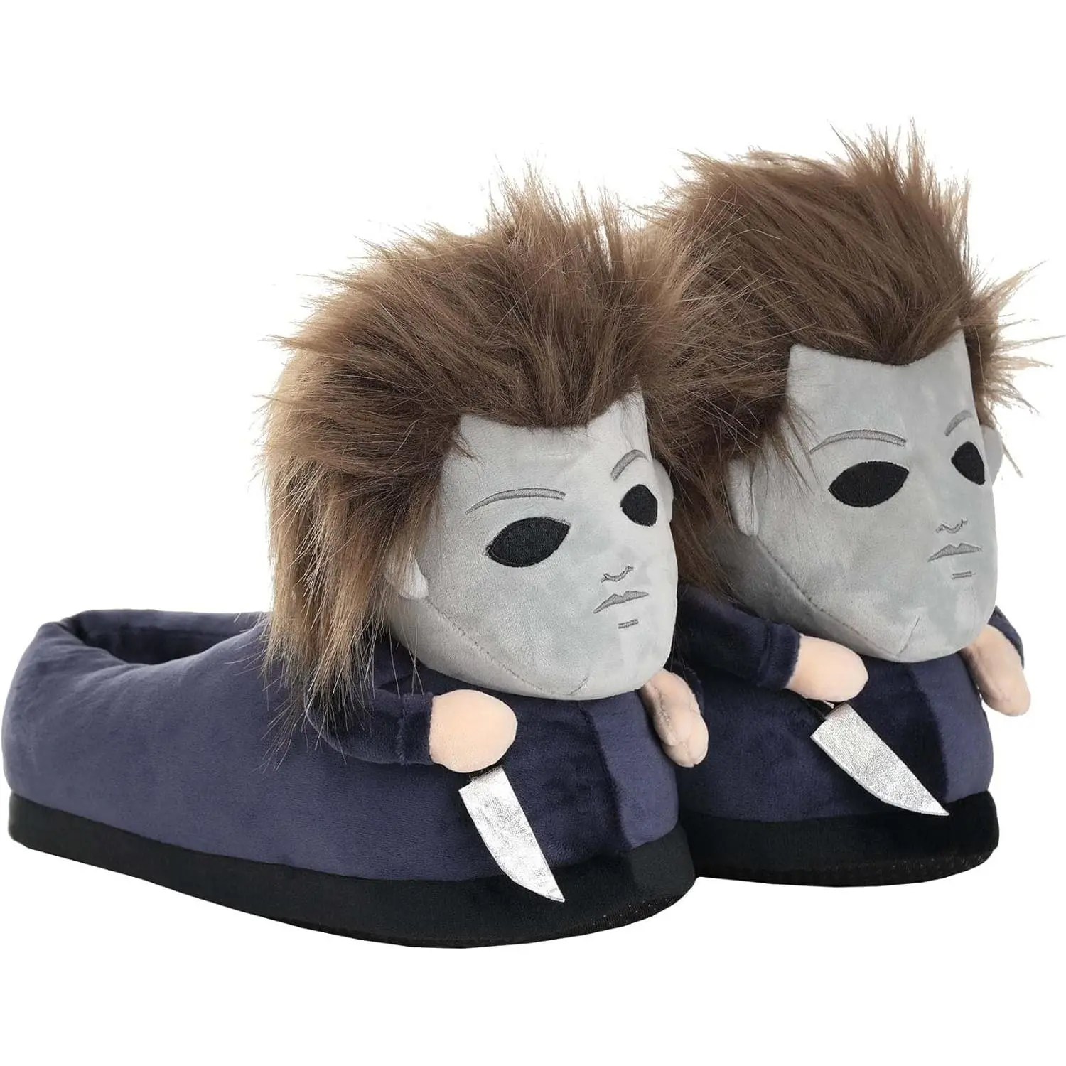 Michael Myers Halloween Slippers for Adults Officially Licensed Horror Movie Slippers with Embroidered Features & Plush Fiber Filled Sole - Flipflop