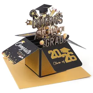 Graduation Pop Up Card 2026 3D Happy Graduation Card with Envelope, Congrats Grad Cards for High School or College Graduate, Money & Gift Card Holder