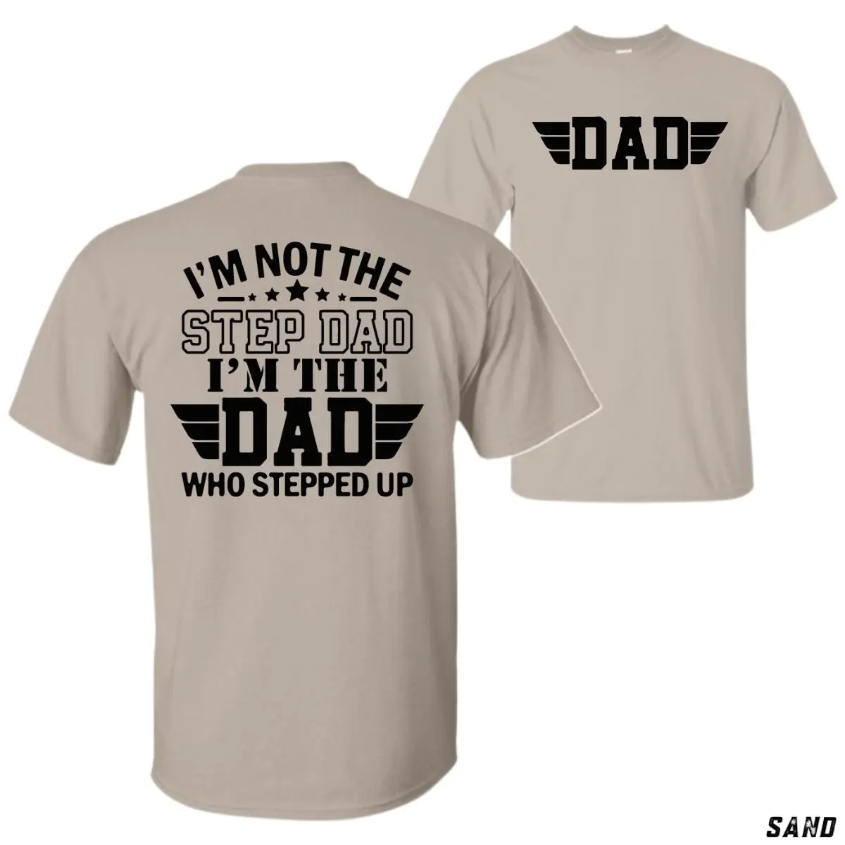 Unisex Casual Short-Sleeve Comfortable Cotton Menswear T-Shirt - Proud Step Dad Stepped Up Design, 2025 Father's Day Gift, Soft Streetwear Style