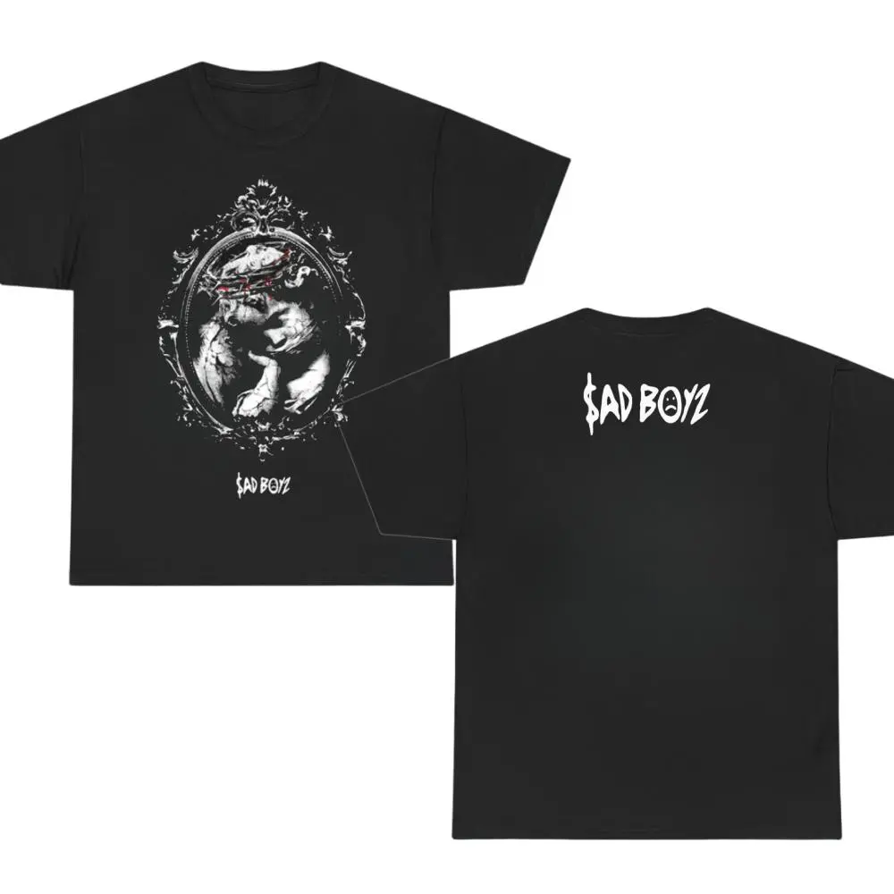 Sad Boyz Gothic Angel Sports Top - Junior H Double-Sided Dark Aesthetic Shortsleeve Menswear, Breathable Fashion Streetwear T-Shirt for Men (Matching Compatible), Casual, Cotton
