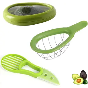 3 PCS Avocado Tools Set - Slicer Peeler Pitter Cutter Dicer, Avocado Saver for Fridge, Fruit Vegetable Kitchen Gadgets for Avocado Processing