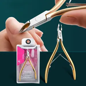 Professional Cuticle Care - Heavy-Duty Golden & Remover with Stainless Steel & Pusher System, Thick Dead Light Beige Trimmer Suitable for Hands, Feet, Pedicures/Emanicures - Salon & Use Nail Care Tool