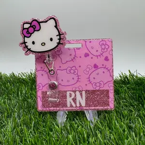 Purple Kitty Retractable Badge Reel Set