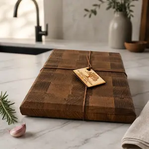 Premium White Oak End Grain Cutting Board, 9.5 x 7.5 x 1.5, hand crafted, butcher block style, knife friendly, gift ready