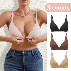 3 Pack Magnetic Front-Closure Wireless Bra with Spaghetti Straps Breathable Lightweight Comfortable Fit Womenswear Minimalist Bridal Basic Nylon Adjustable Everyday Wear  TikTokShopBlackFriday