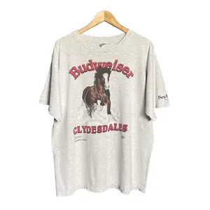 Vintage 90s Budweiser Horse Florida T-Shirt, Tshirt for women, summer clothing Casual Comfort Cotton Fit