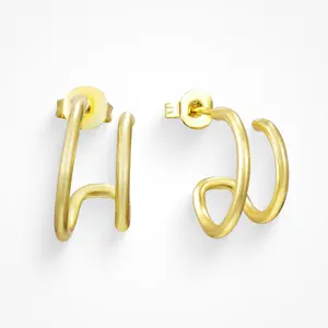 EVRY JEWELS Gold or Silver Plated Women's Hypoallergenic Double Up Earrings