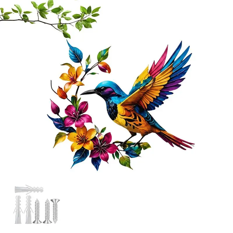 2D Plane Hummingbird Metal Wall Art, New Colorful Hummingbird Metal Wall Art Decor, Home Wall Art, Garden Courtyard Door Living Room Bedroom Art Decor Decoration, Decoration Items