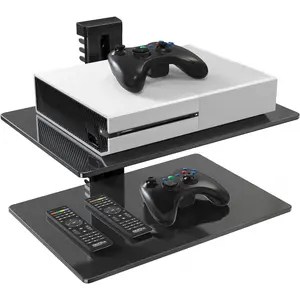 Floating AV Shelf Double Wall Mount TV Wire Racks, Holds up to 17.6lbs for DVD DVR Components, Xbox, Projector, WiFi Router, Game Console, Cable Box