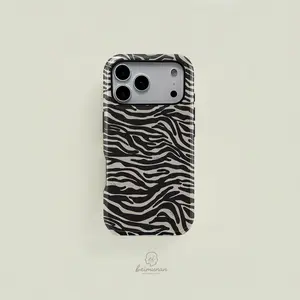 Zebra Pattern Two-In-One TPU Cellphone Casing Phone Case Screen Protector Cover, Durable Shockproof Shock Absorption Protective Fashion Protection for iPhone 11-17 Pro Max, Samsung Galaxy S25-S23 Ultra, Accessories