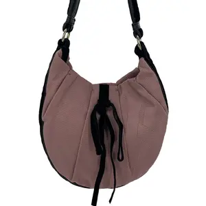 Pre-owned Yves Saint Laurent Woven Canvas Shoulder Bags Mauve Canvas Rive Gauche Shoulder Bag