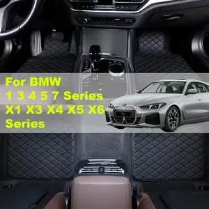 Luxury PU Leather Car Floor Mats for BMW Complete Series (1/3/4/5/7/X1/X3/X4/X5/X6) - Anti-Slip, Waterproof Surface, Easy Maintenance, Full Coverage Protection, Diamond Stitch Design, Left Drive