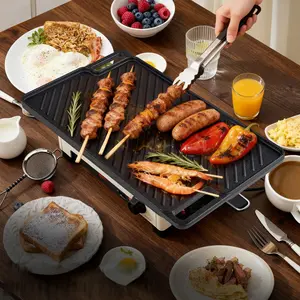 Reversible Cast Iron Grill/Griddle Pre-Seasoned Cooking Use on Stove, Grill, or Campfire pan Heavy-Duty, Home Korean BBQ Multi-Function Cooking skillet comal para tortillas Barbecue Utensils mexican kitchen cookware Durable Multifunctional Non-stick Egg
