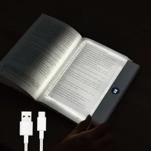 Book Light Rechargeable Clear LED Flat Reading Light with  & Timer Dimmable Panel Plate Lamp for Night Reading Kids Women Men White