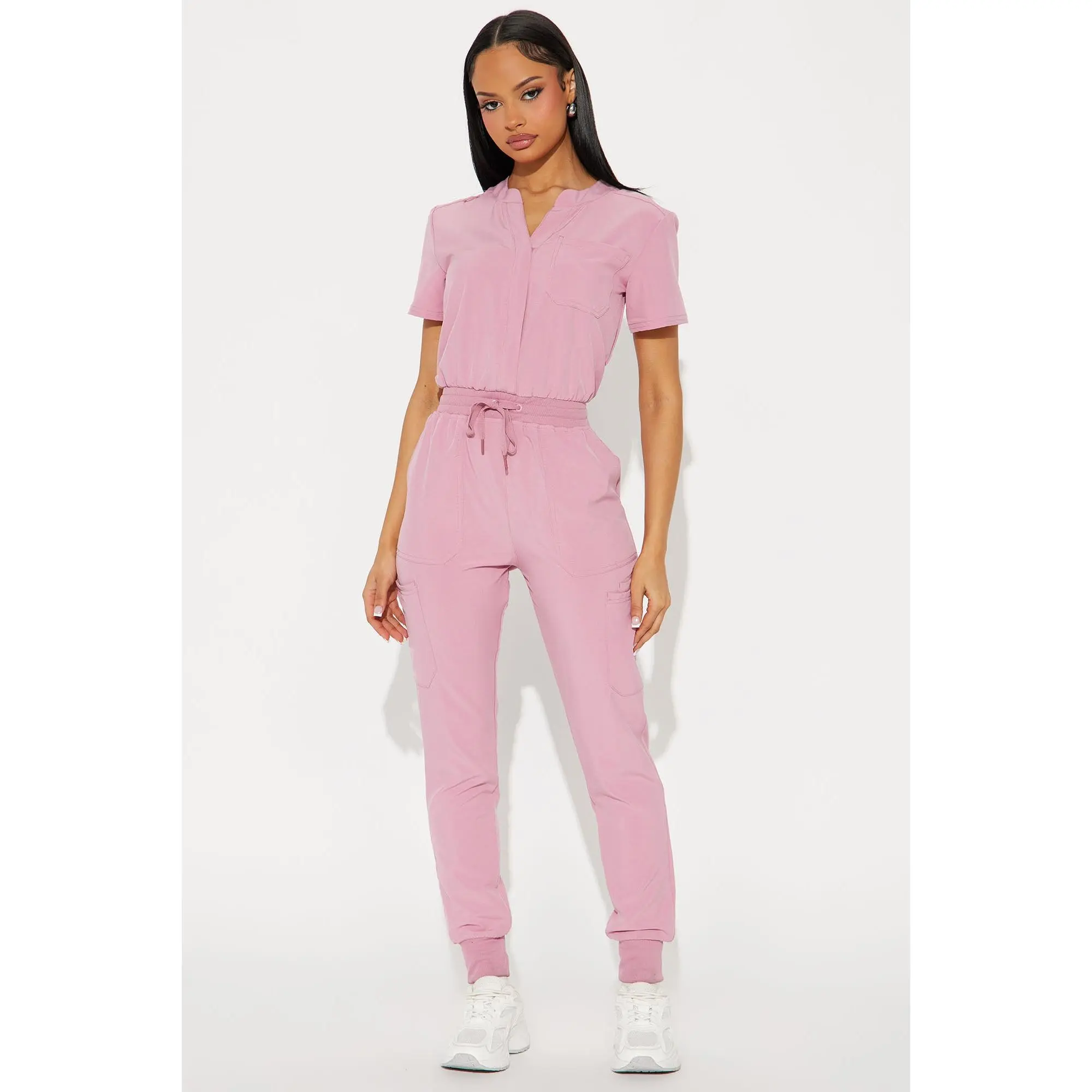 Full Shift Stretch Jogger Scrub Uniform Jumpsuit - Mauve Full Shift Stretch Jogger Scrub Uniform Jumpsuit - Mauve