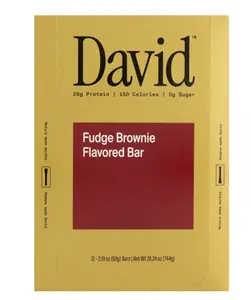 David Fudge Brownie Flavored Protein Bar, 12 Pack 2.19 oz Bars, Chocolate Brownie Style High Protein Snack Bars, Convenient On-the-Go Nutrition Bars