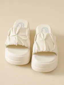 Summer Elegant Folded Cloud Thick Sole Slippers, Soft Elastic Platform Sandals, Outdoor Anti-Slip Versatile Fairy Style Shoes