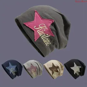 Fashion Star Embroidered Beanie with Stylish Script Detail, Stretchy & Lightweight Unisex Knit Hat for Men & Women, Ideal for Trendy Casual Daily Wear, Valentine’s Day Gifting & Everyday Outfit Matching