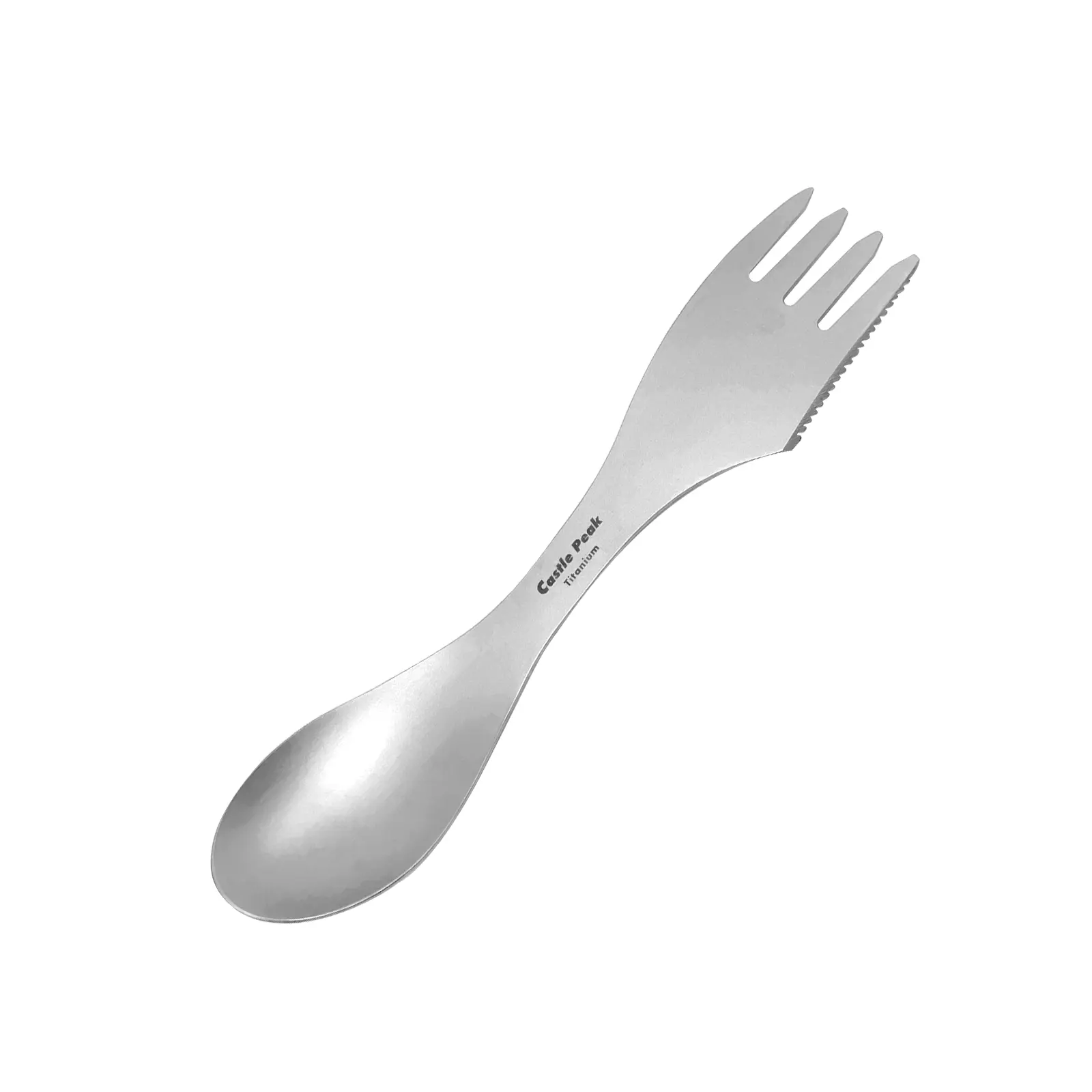 Castle Peak 3-in-1 Foldable Titanium Spork, 2-Pack Lightweight Multi-Tool for Hiking, Camping & Outdoors, All-In-One