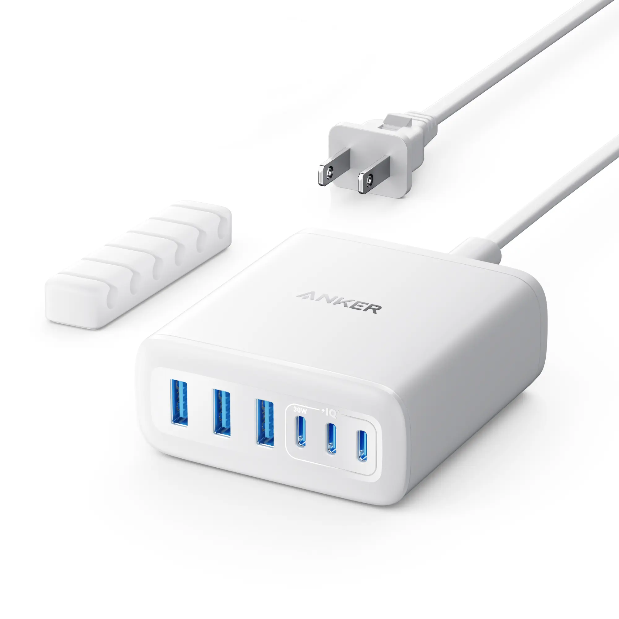 Anker 112W 6-Port Desktop Charging Station (USB-C/USB-A) Fast Charger, Cable Not Included