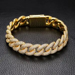 Classic 14mm Bubble Bracelet With Ultra-Dense 4-Row Zirconia, European And American Hip-Hop Fashion Accessory