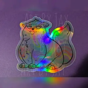 Cat Sticker 4x4 Original Design - Cat with Colorful Blurred vinyl sticker