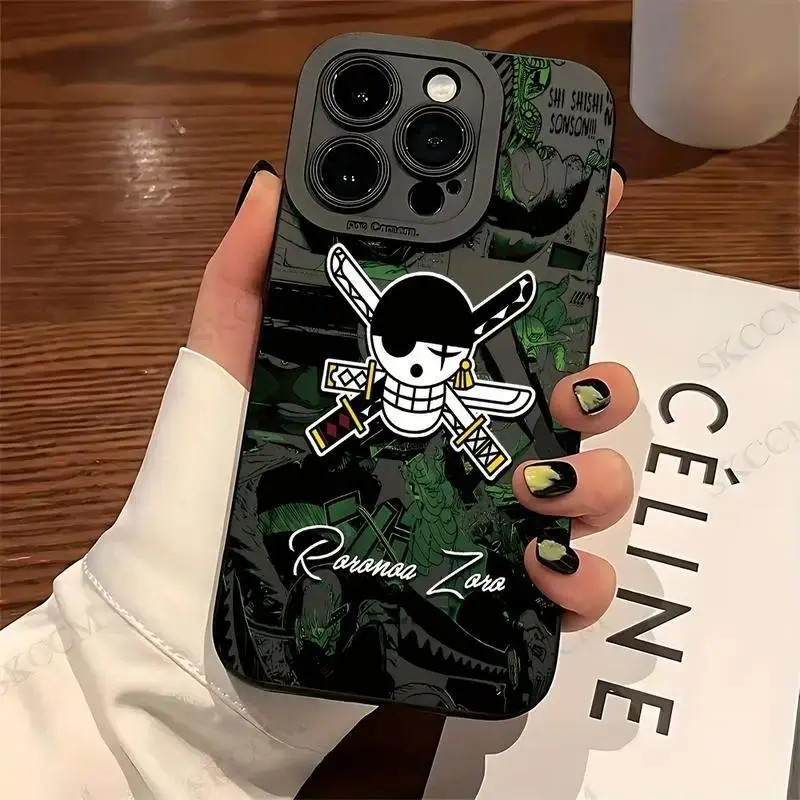 Luffy & Zoro Anime Soft TPU Anti-Drop Phone Case for iPhone 17 Air 16 15 14 13 12 11 Pro Max Plus