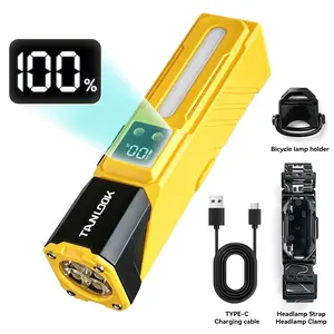 Rotatable LED Headlamp - 90° Rotatable, Motion Sensor, Dual-Light, RGB Side Illumination, Battery Display, Type-C Charge, Batteries Built-In, Clip-On Strap for Hat/Bike Helmet, IPX4 Waterproof Outdoor Sports Camping Hiking Tool