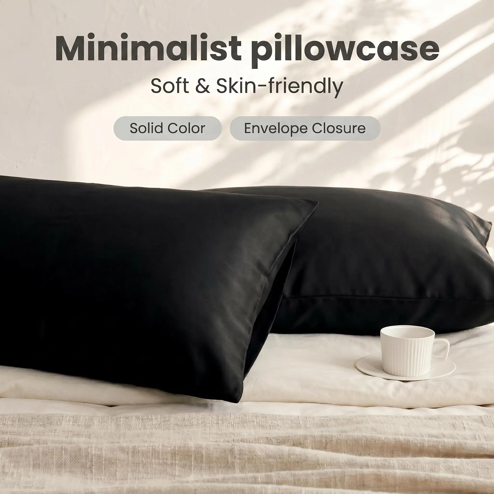 Bedsum 2 pieces 100% Brushed Microfiber Pillowcases with Envelope Closure, Super Soft, Wrinkle-Free, Fade-Resistant Pillow Cover