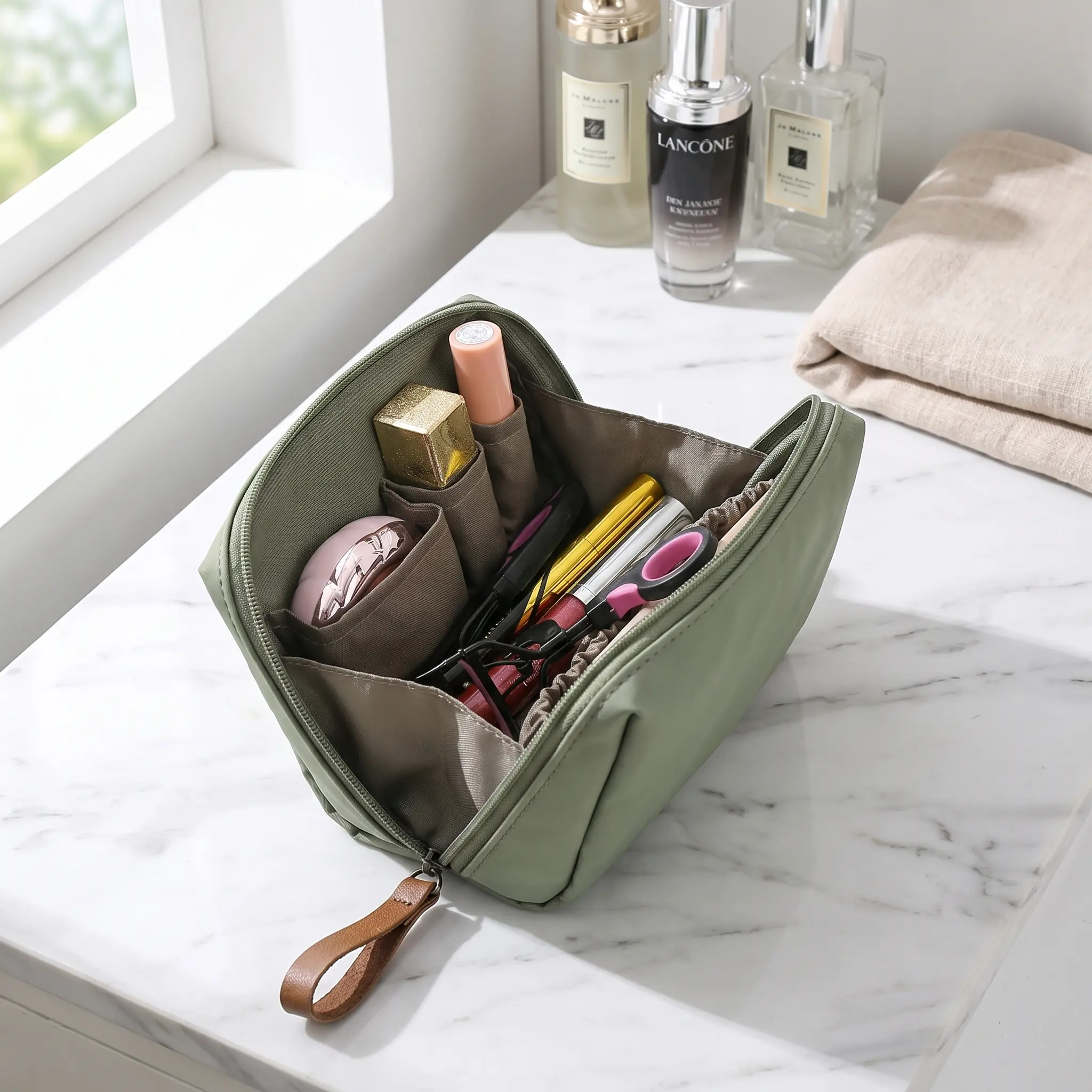 Portable Multi-functional Makeup Bag, 1 Count Casual Plain Makeup Storage Bag, Simple Design Travel Handbag with Wristlet for Women & Men, Cosmetic Pouch, Makeup Organizer Pouch, Handheld Cosmetic Pouch, Cosmetics Bag-MM1