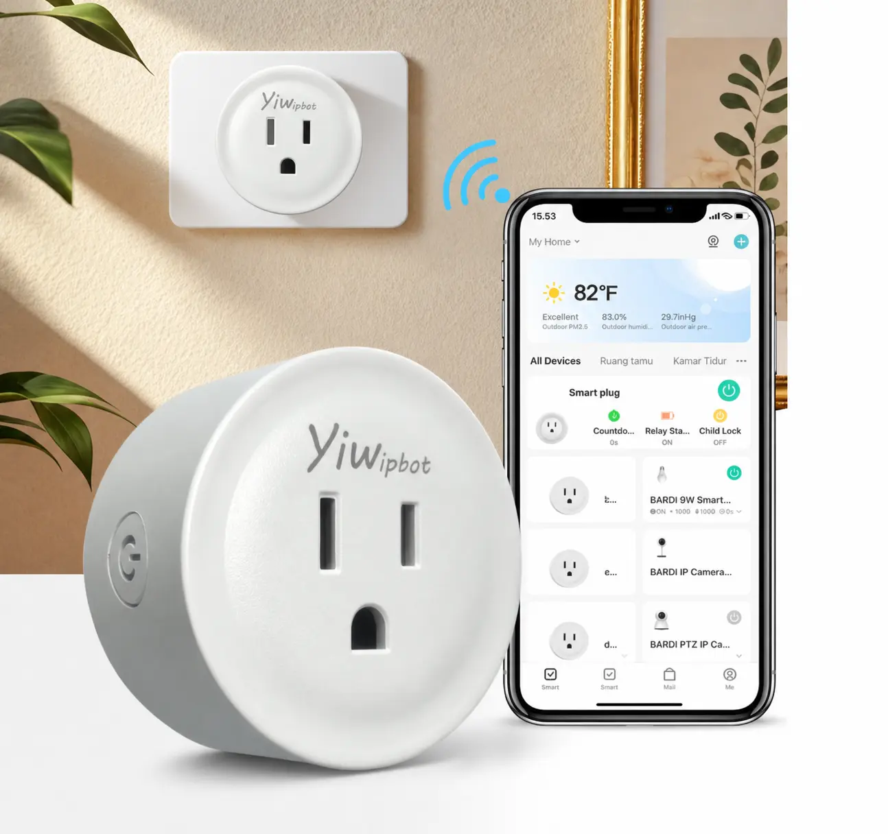 US Standard Mini Smart Socket Plug-In Type, WiFi Control Home Automation Device, Timer-Enabled, Remote App & Voice Control Compatible with Alexa Google Home for Car Exterior Decoration Lights & Appliances