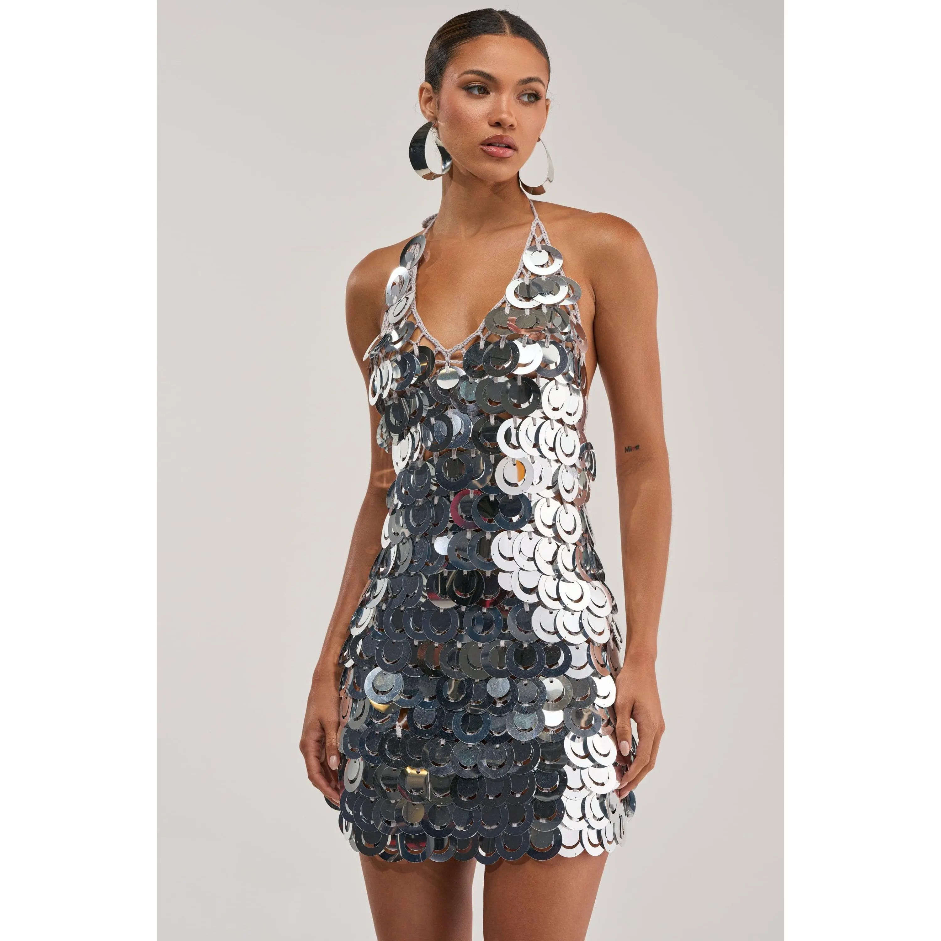 SHIMMER AND SHAKE SEQUIN MINI DRESS IN SILVER