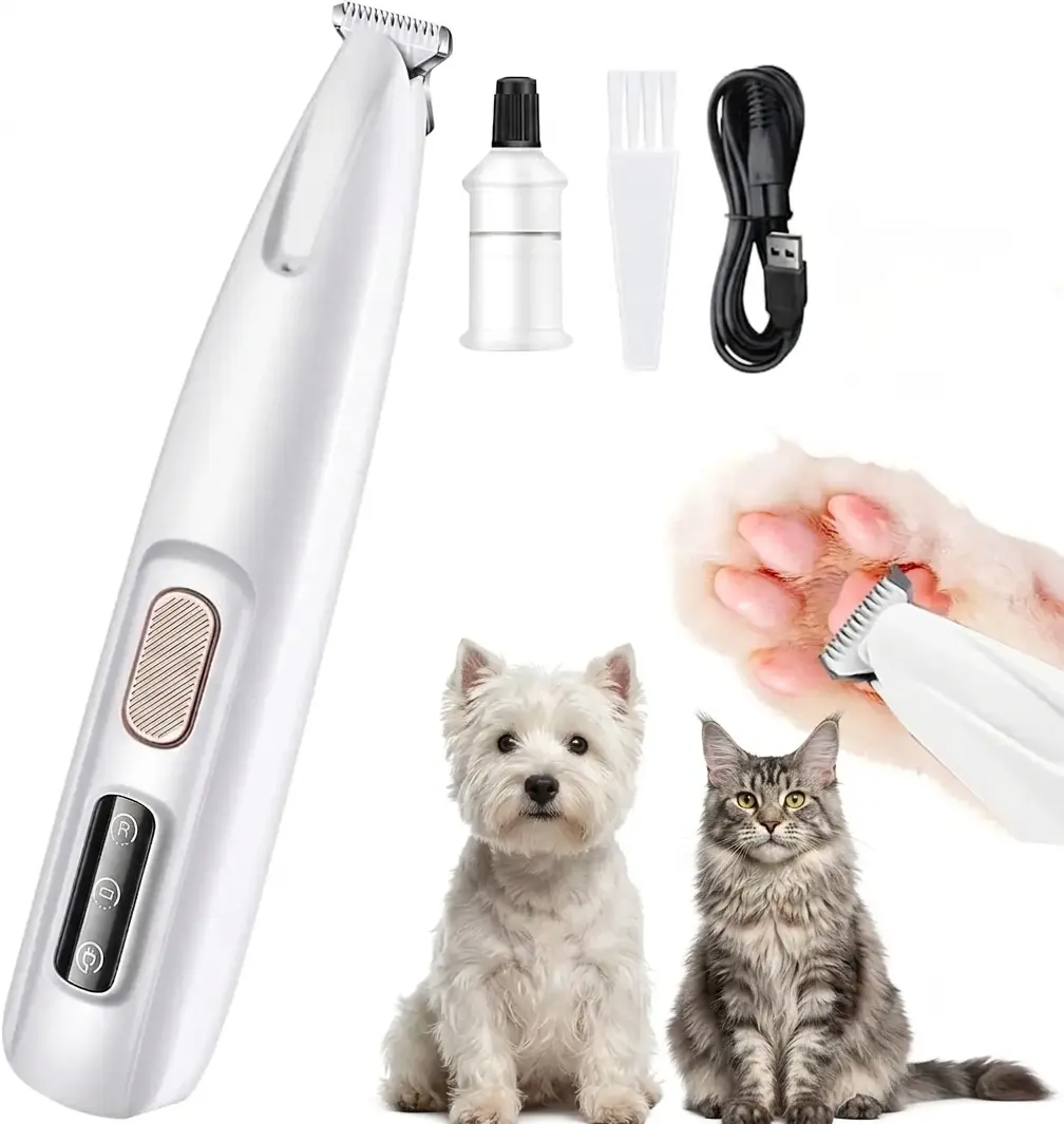 Rechargeable Pet Hair Trimmer Kit | Cordless Quiet Paw Trimmer with LED Light - Waterproof, Small Dogs & Cats! Easy Quiet Grooming for Paws & Fur! Must-Have Pet Grooming Tool