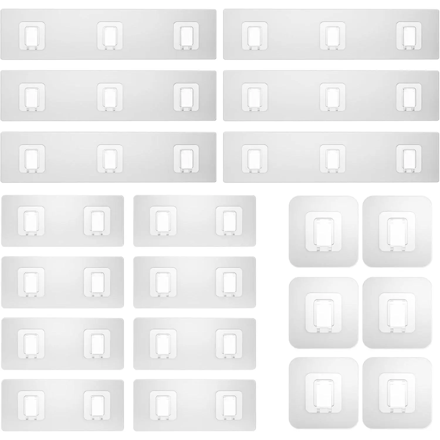 20 Pack Shower  Adhesive Replacement,  Shower Shelf Adhesive Strips,  Flat Hooks for Bathroom Storage Shelves and Kitchen Racks No Drilling, Clear