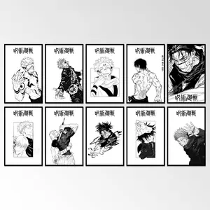 Jujutsu Kaisen Posters 10 Pack, Jujutsu Kaisen Piece Set Manga Art Anime Wall Print Minimalist Painting, JujutsuKaisen Wall Arts Bundle