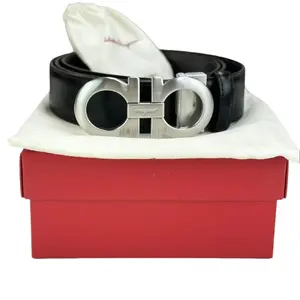 Pre-owned FERRAGAMO Leather Small Leather Goods Unisex Reversible Belt with Classic Logo Buckle Small Goods