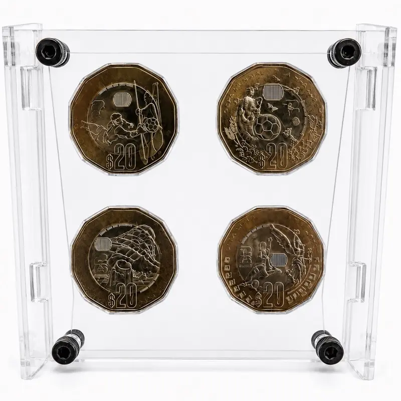 Full Set 4 Mx 20 Pesos  Commemorative Coins With Acrylic ( No brand)