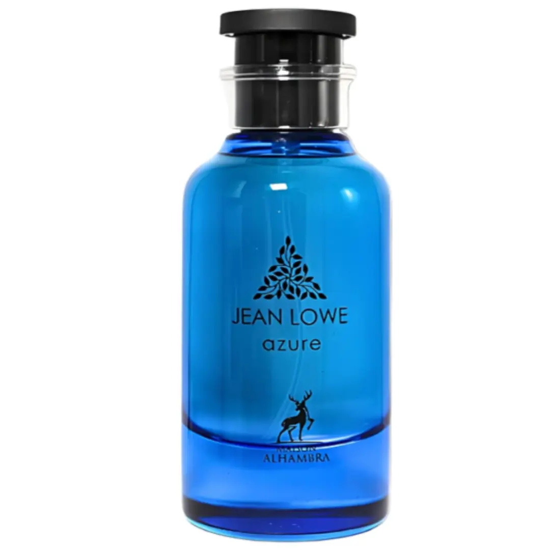 MAISON ALHAMBRA Jean Lowe Azure Eau de Parfum - 100ml High-Quality Unisex Fragrance, Single Item with Bergamot-Jasmine Blend, Aromatic Woody Floral, Citrus Musk, Fresh Long-Lasting Scent, Ambergris, Bottle-Shaped, Floral Woody Fragrance