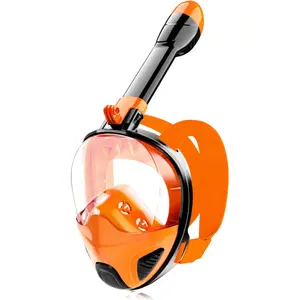 1pcs/Orange Full Face Snorkeling Mask For Adults And Teenagers, Snorkeling Equipment, With Detachable Camera Holder, Panoramic 180° Field Of View, Anti-fog And Anti-leakage Snorkeling Mask For Men And Women