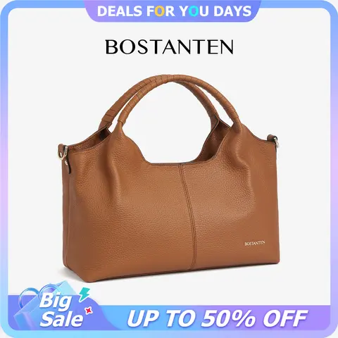 BOSTANTEN Haven 100% Leather Women's Handbag - Rectangle, High-Capacity Contemporary Carry-All, Adjustable Strap, Top-Handle Access Satchel, Jetted Pocket, Purses for Women, Daily Elegance Work Accessory