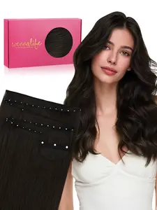 WENNALIFE Butterfly Weft Hair Extensions Human Hair, Genius Weft Hair Extensions Jet Black Add Volume and Length Real Human Hair Reusable Invisible Sew in Extensions