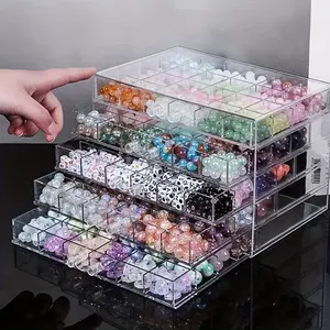 1Pc transparent plastic bead storage box, 5-layer loose bead finishing box, acrylic split jewelry bead storage box, for handmade DIY accessories small items, transparent, Handcraft