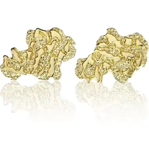 Gold Nugget Earrings Gold Earrings for Men 925 Sterling Silver, 14K Gold Plated Best Earring for Sensitive ears Gleaming Gift Choice