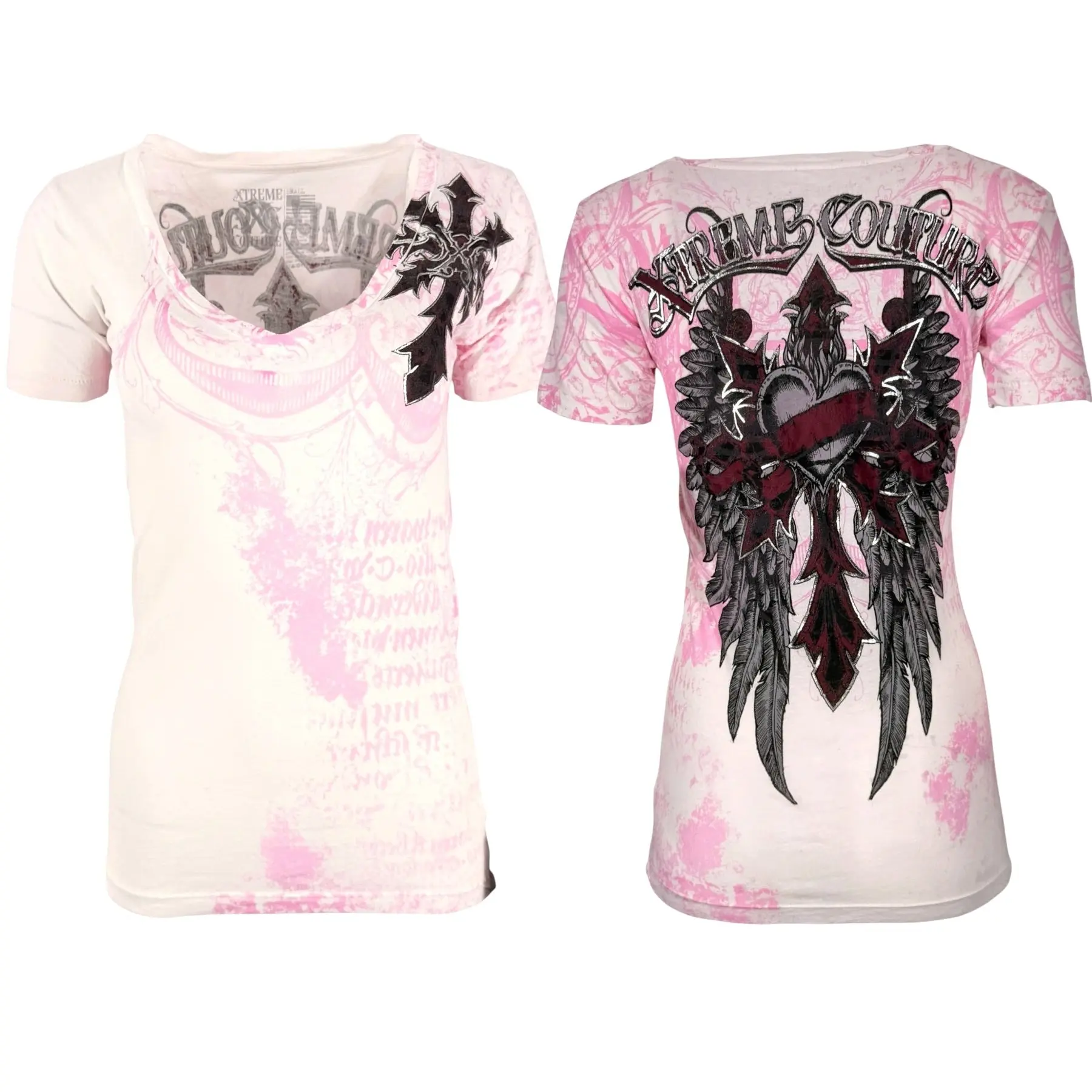 Xtreme Couture Women's Spartan Graphic T-Shirt - Casual 100% Cotton Shortsleeve Top with a 2000s Streetwear Look, 2000S Clothing, All Season