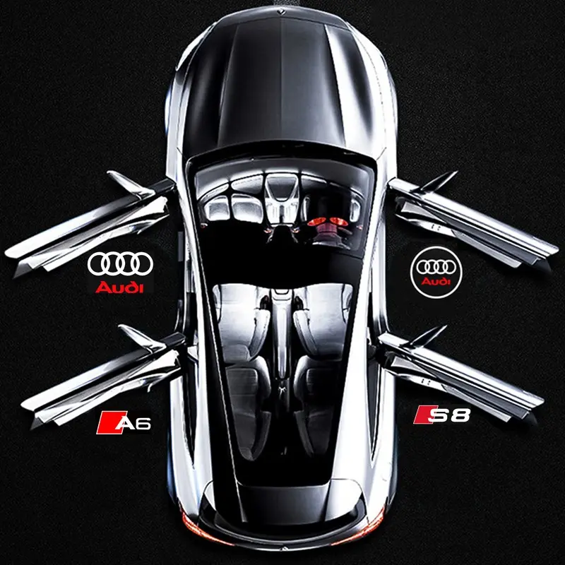 2pcs/4pcs Audi Car Door LED Welcome Lights, High Definition Non-Fading Projection, Ambient Atmosphere Lamp for A1-A8 Q3-Q8 Rs Sline Quattro, Car Door Projector Lights