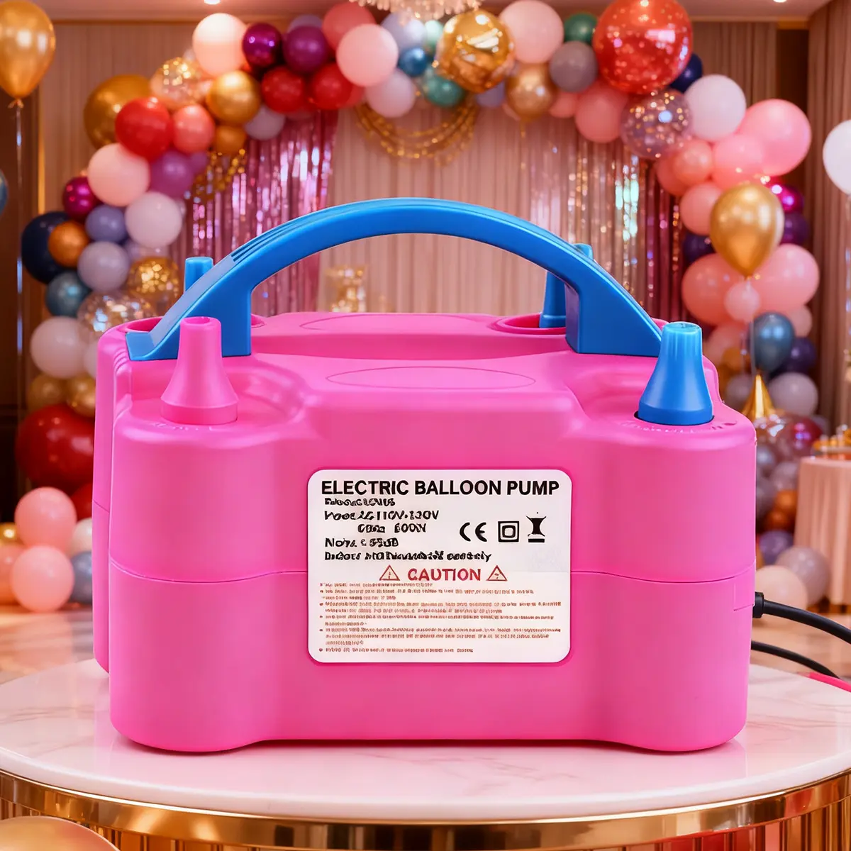 Purple Balloon Machine, Rose Red Semi-Automatic Electric Balloon Inflator, 600W, 110V-120V, 60HZ, ABS Material, Dual Hose, US Plug, Portable, Battery-Free, for Home Use (Toys & Hobbies Sports Equipment)