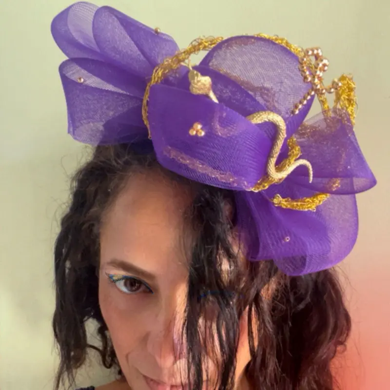 mint green and gold fascinator hat - TikTok Shop display picture 3