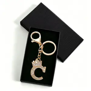 C - Sparkly Crystal Crown Keychain, Cute A-Z Letter Charm for Purse, Wallet, Backpack, Mother's Day & Birthday Gift for Her