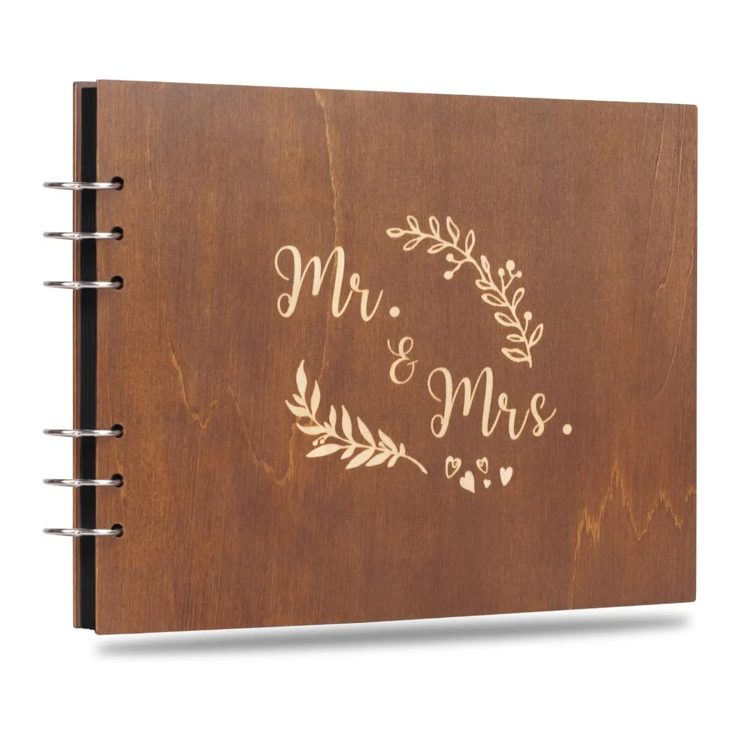 Wooden Wedding Guest Book Album, Country Style Party Memory Book, Couple Photo Album, Scrapbook Photo Album, Unique Wedding Gift, Suitable for Weddings, Honeymoon, Anniversaries, Scrapbooking