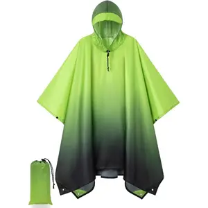 Hooded Rain Poncho for Adult, Waterproof Lightweight Raincoat for Hiking, Camping